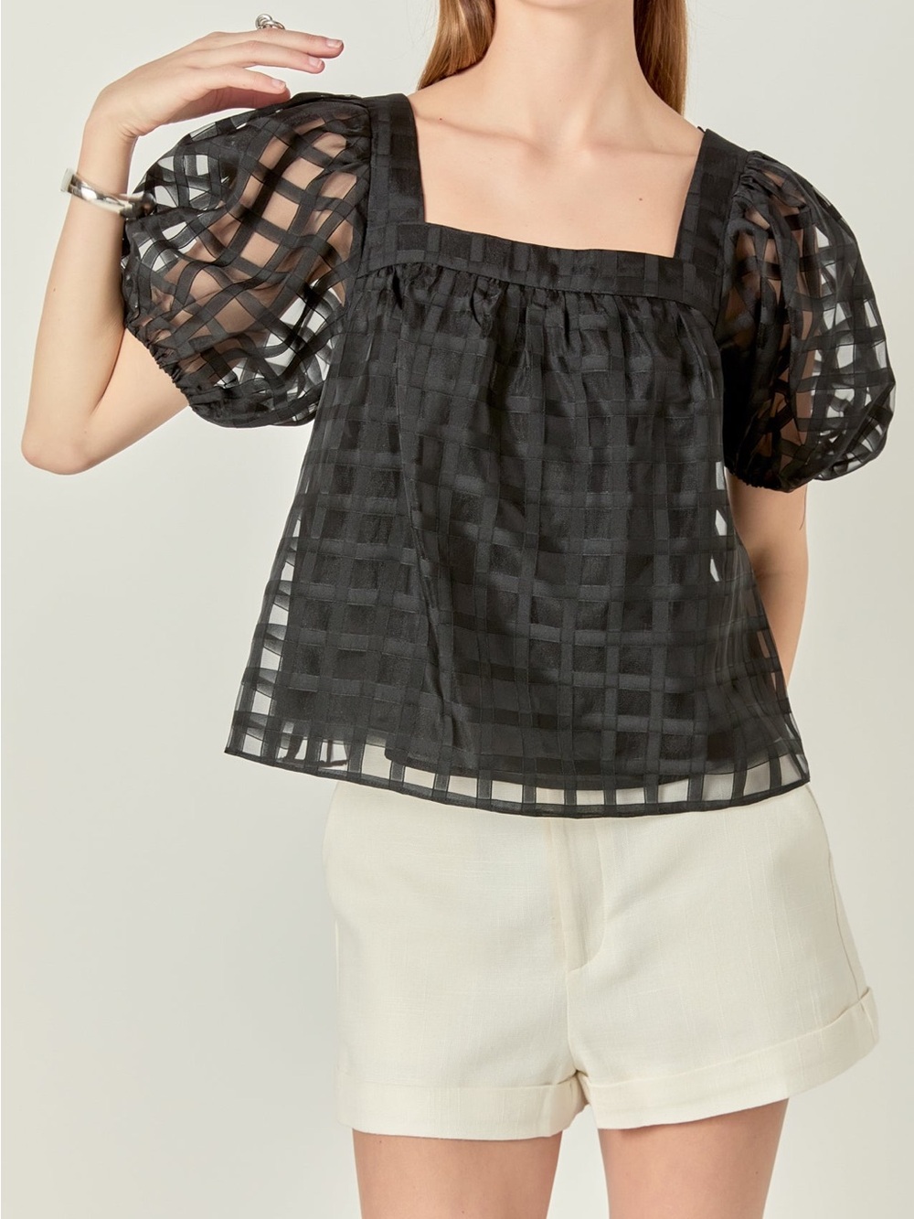 English Factory Blouse Square Neck Crop Top Small